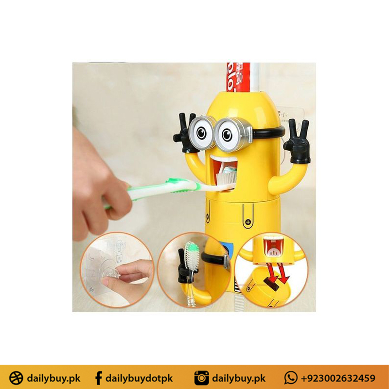 Minion Tooth Paste Dispenser & Brush Holder - Yellow