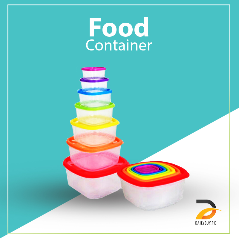 Pack of 7 Rainbow Plastic Food Container - Multi-Color