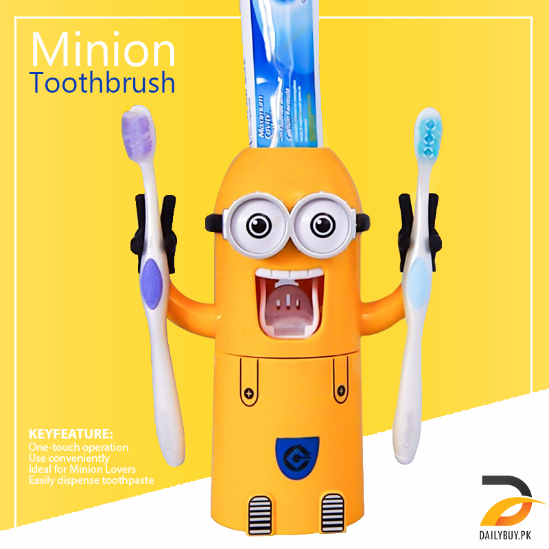 Minion Tooth Paste Dispenser & Brush Holder - Yellow