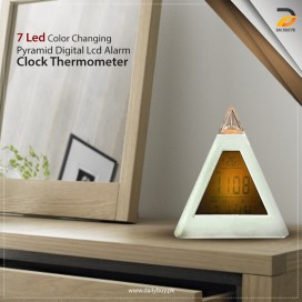 7 Led Color Changing Pyramid Digital LCD Alarm Clock Thermometer